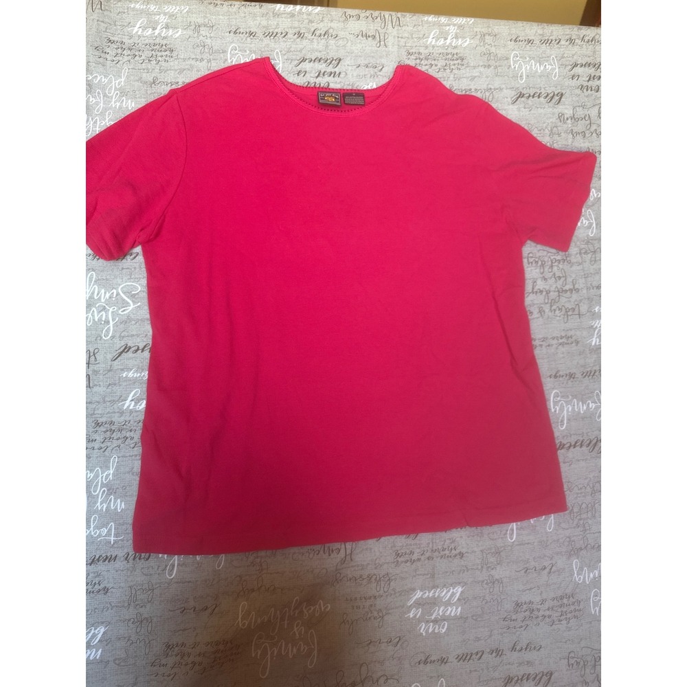 Route 66 Womens Hot Pink Waffle Knit Short Sleeve Cotton Thermal Top Size 1X